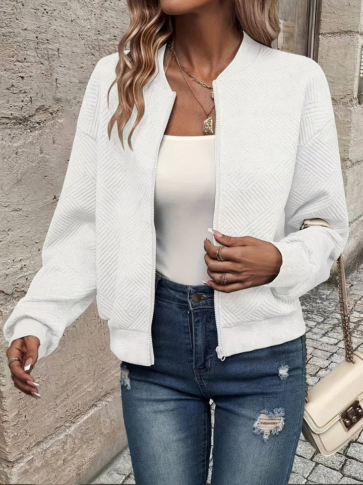 Dames Gewatteerde Zip-Up Jacket Lichtgewicht Structuur - Wit