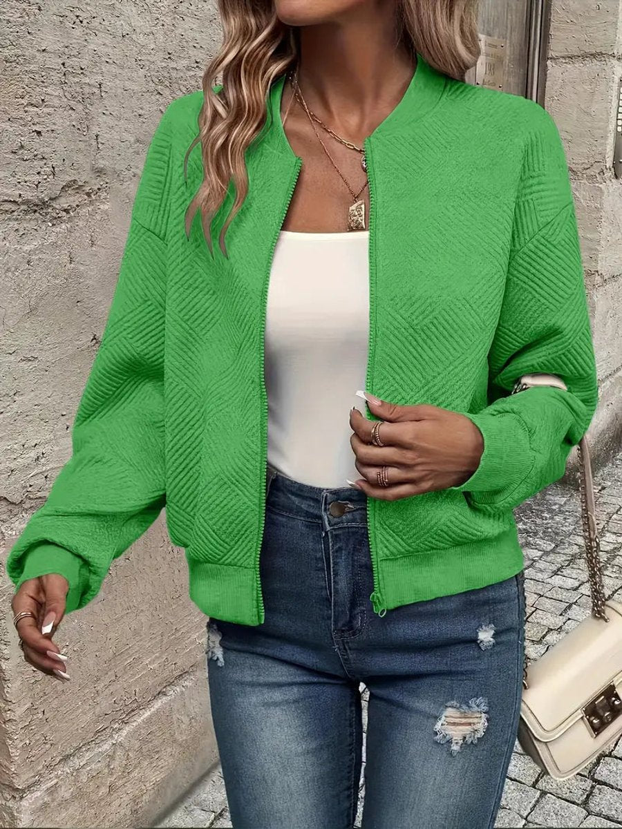 Dames Gewatteerde Zip-Up Jacket Lichtgewicht Structuur - Groen