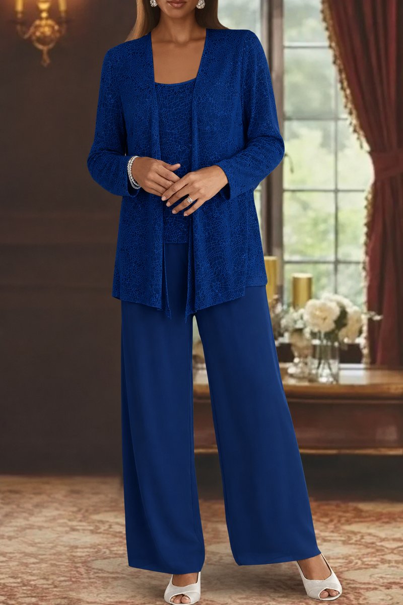 Dames Glitter Driedelig Wijde Pantalon Set Jasje