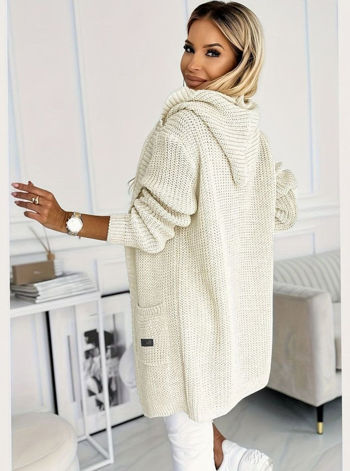 Dames Grofgebreide Cardigan met Capuchon en Voorzakken