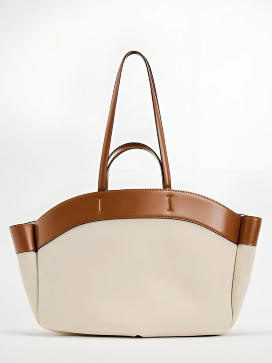 Dames Grote Canvas Tote Bag Leren Schouderbanden