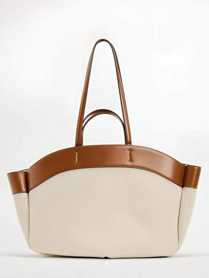Dames Grote Canvas Tote Bag Leren Schouderbanden