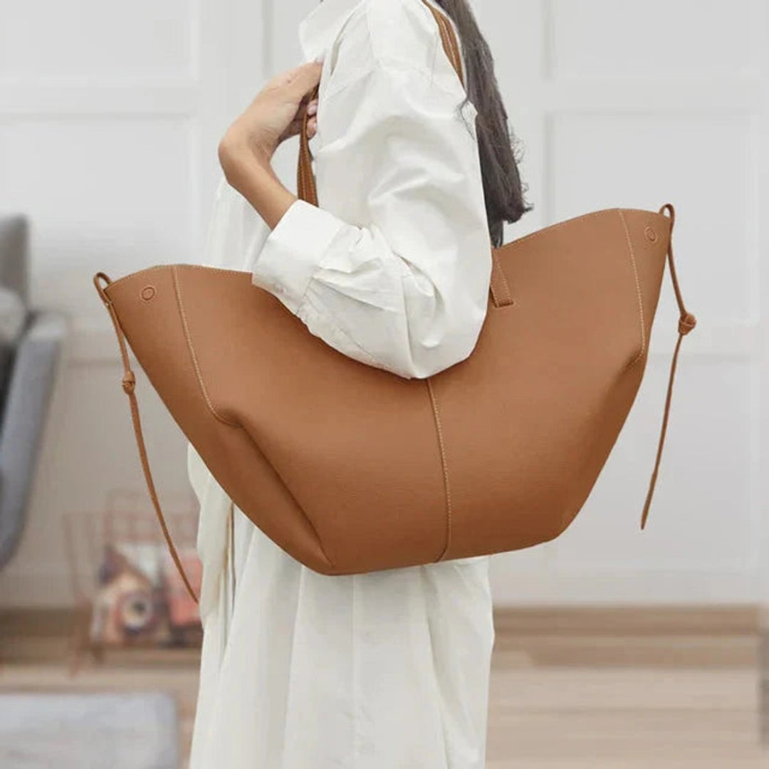 Dames Grote Vintage PU-Leren Tote Bag Schoudertas - Kamel