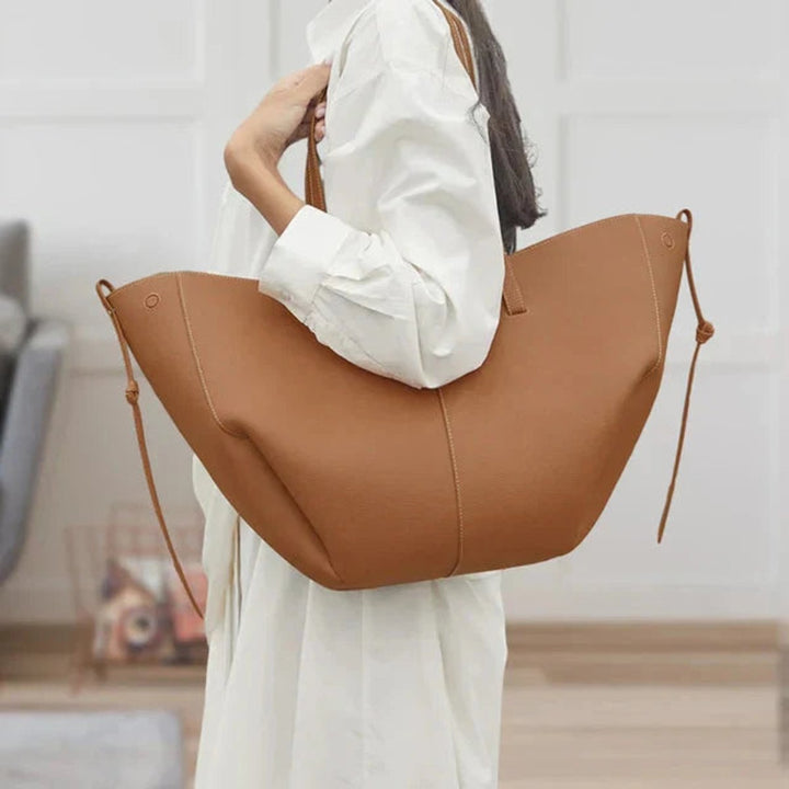 Dames Grote Vintage PU-Leren Tote Bag Schoudertas - Kamel