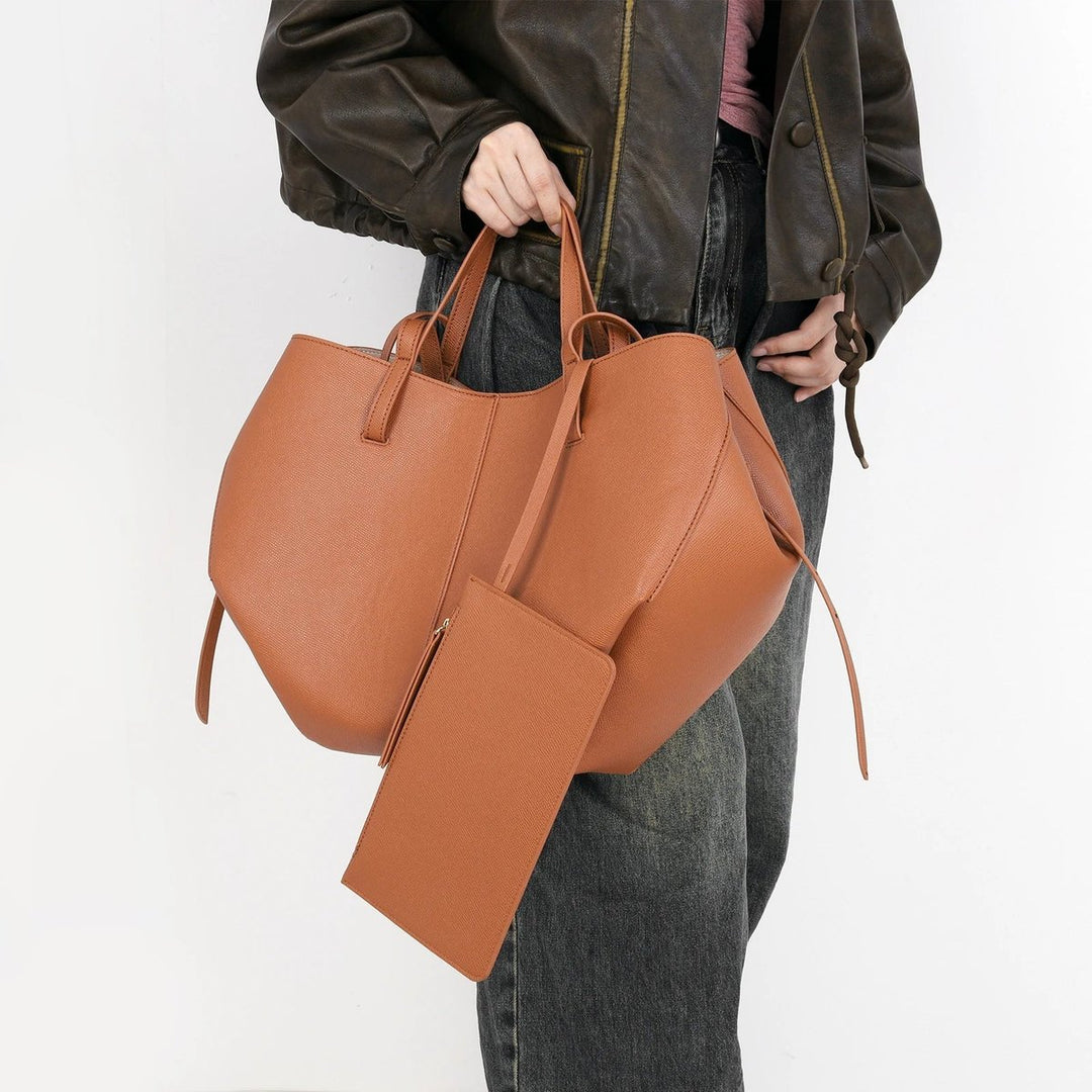 Dames Grote Vintage PU-Leren Tote Bag Schoudertas