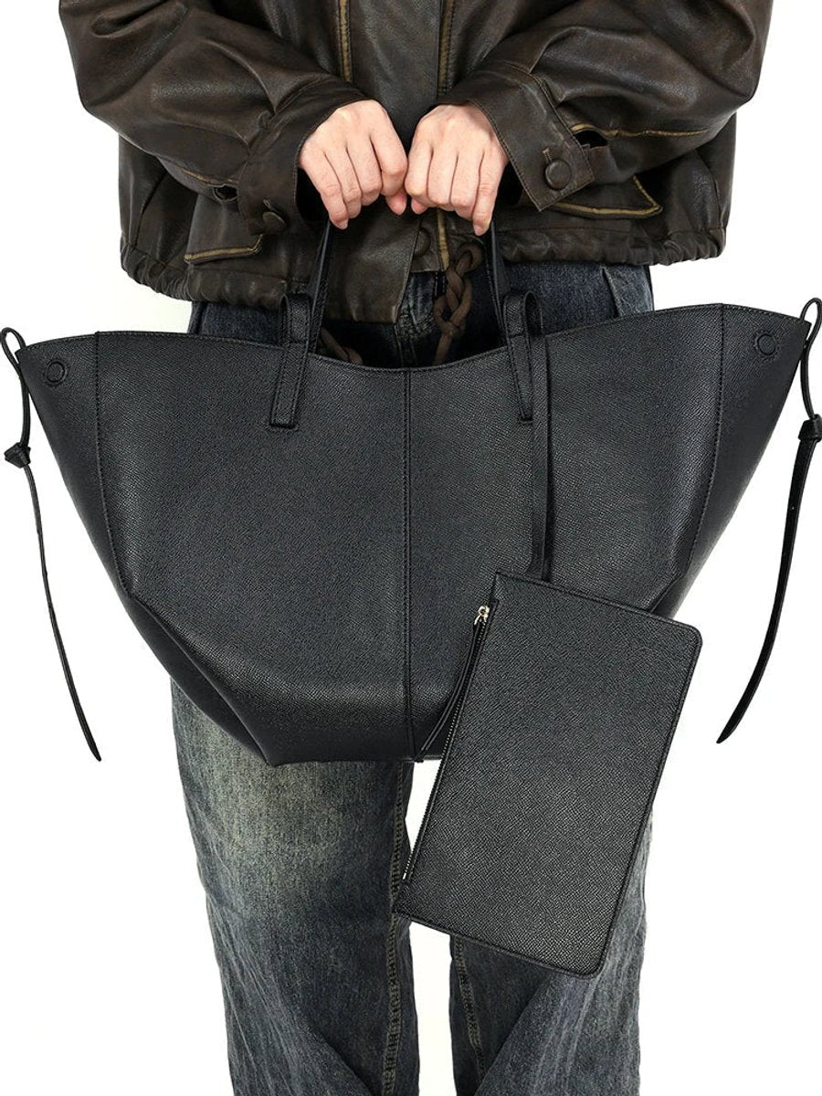 Dames Grote Vintage PU-Leren Tote Bag Schoudertas