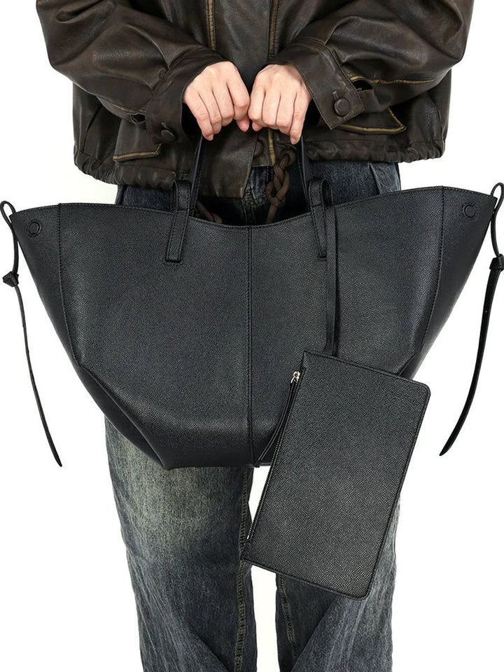 Dames Grote Vintage PU-Leren Tote Bag Schoudertas