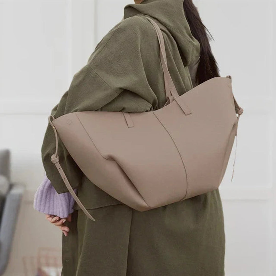 Dames Grote Vintage PU-Leren Tote Bag Schoudertas - Grau