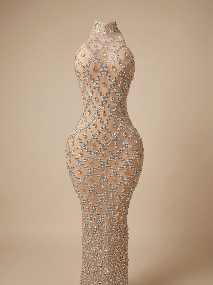 Dames Halter Pailletten Maxi Feestjurk Kerst Oud-en-Nieuw