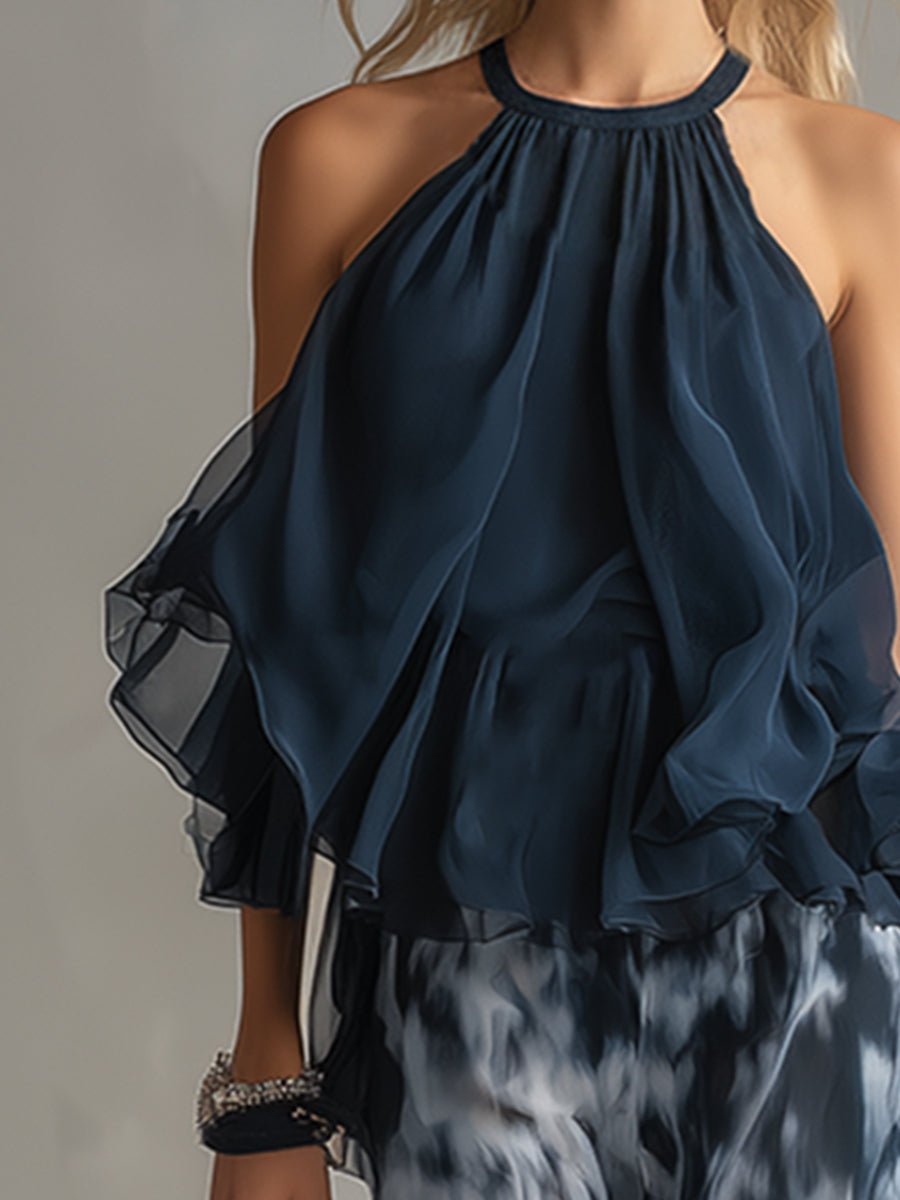 Dames Halter Wijde Pijpen Twee Delige Set