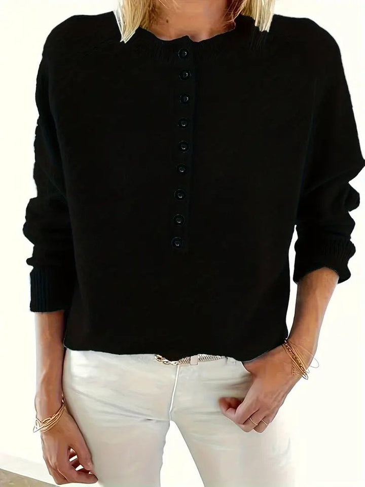 Dames Halve Knoopsluiting V-hals Knit Sweater Pullover