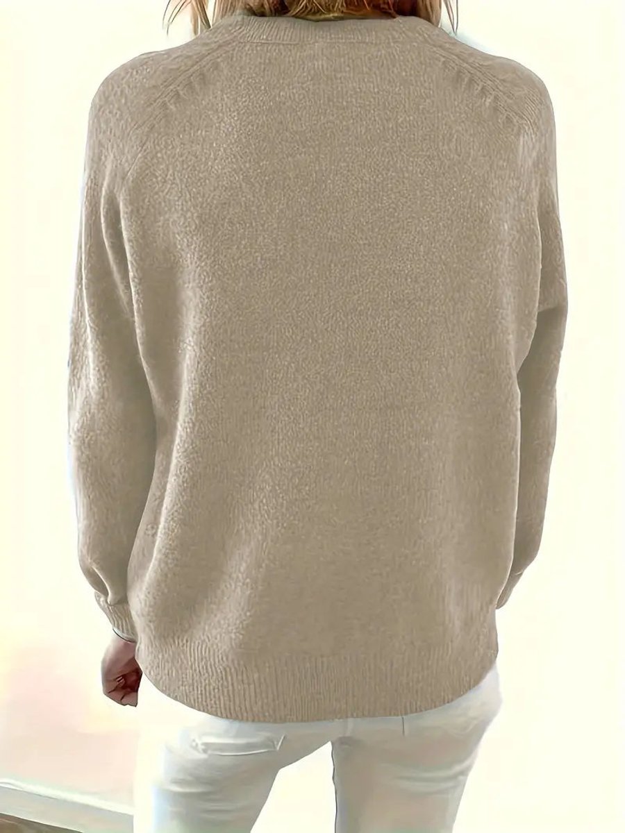 Dames Halve Knoopsluiting V-hals Knit Sweater Pullover