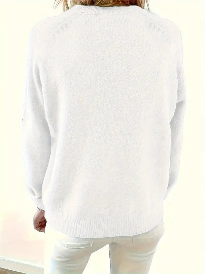 Dames Halve Knoopsluiting V-hals Knit Sweater Pullover