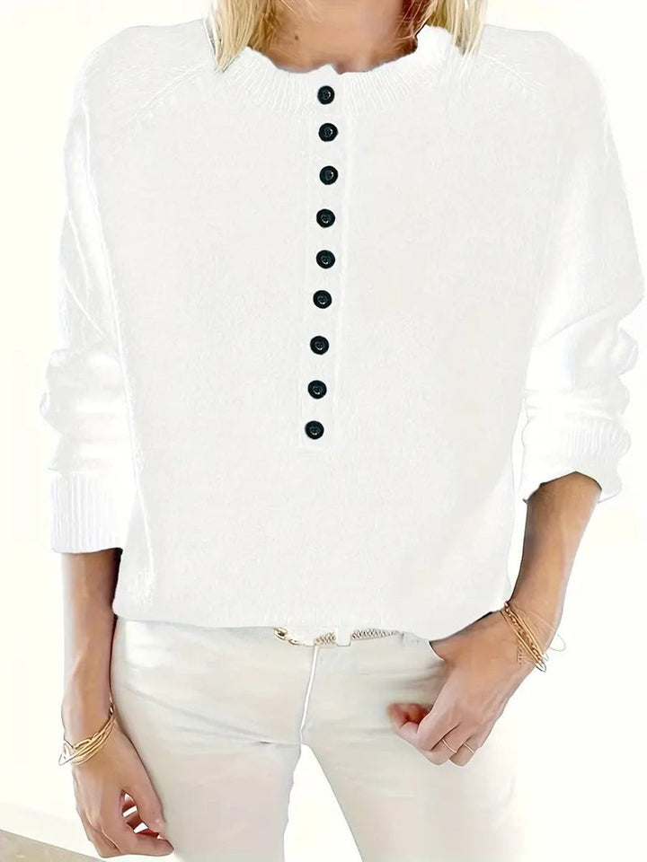 Dames Halve Knoopsluiting V-hals Knit Sweater Pullover