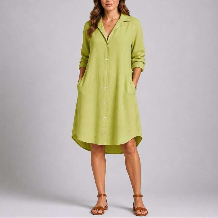 Dames Herfst Bruiloft Gast Blousejurk Lange Mouw Maxi - Groen