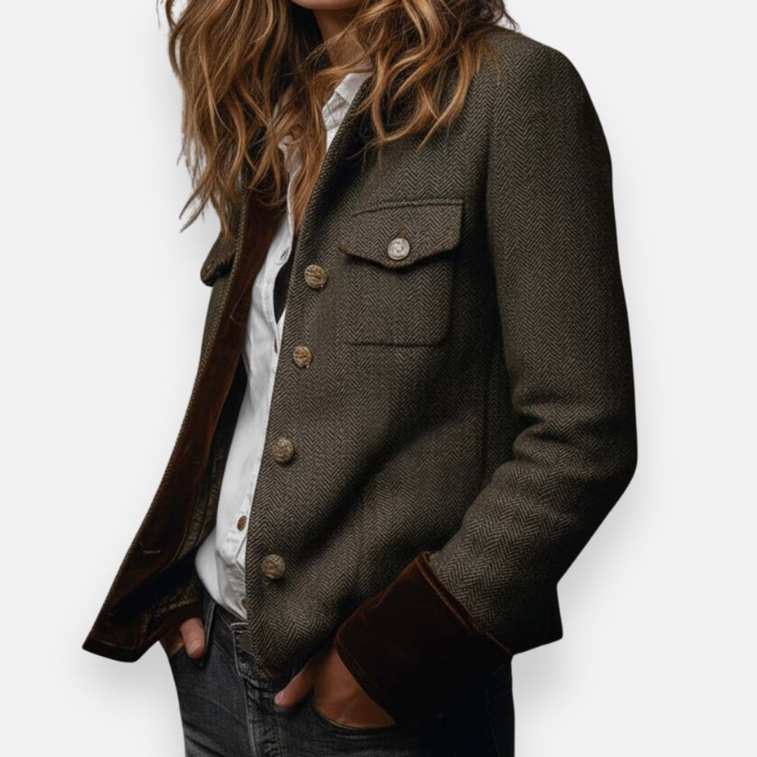 Dames Herringbone Gestructureerd Blazer Jasje