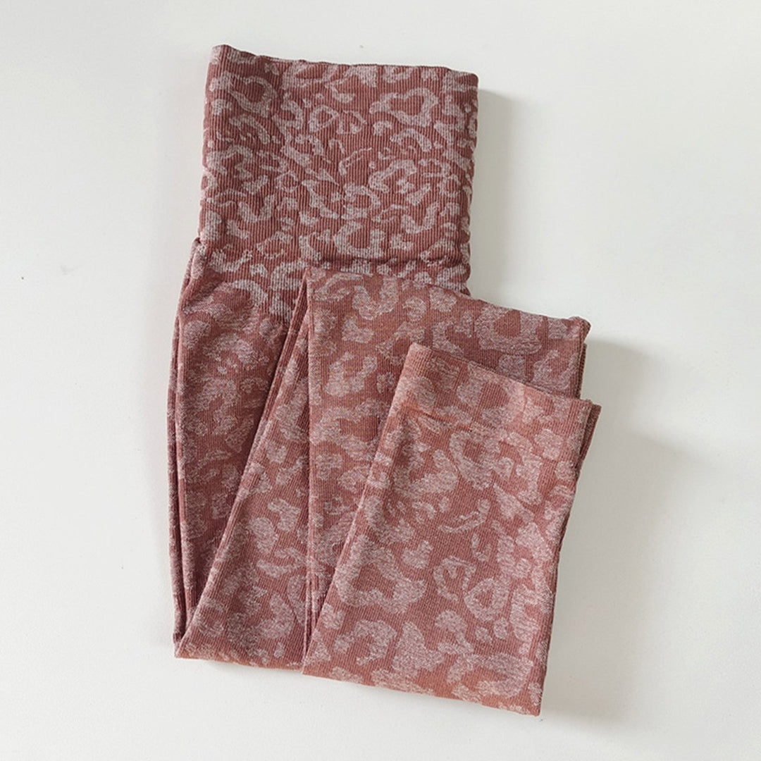 Dames High-Waist Naadloze Sportlegging met Panterprint - Rood