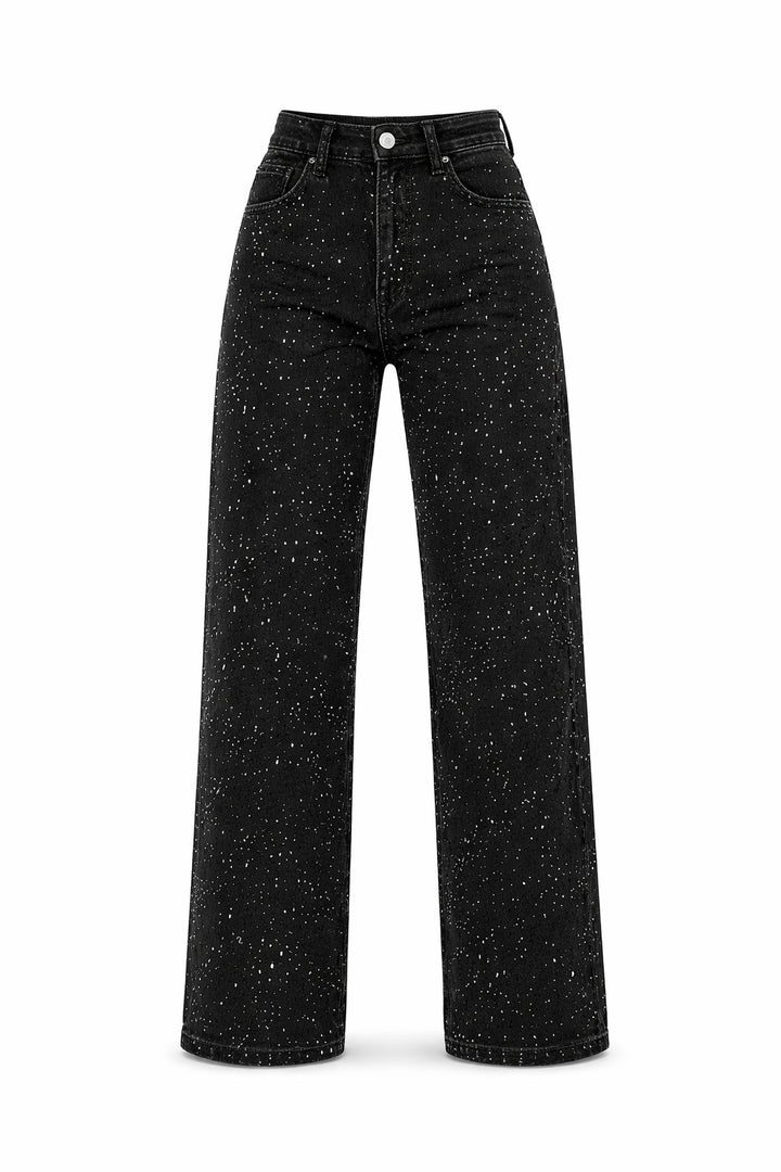 Dames High-Waist Rechte Glitter Jeans