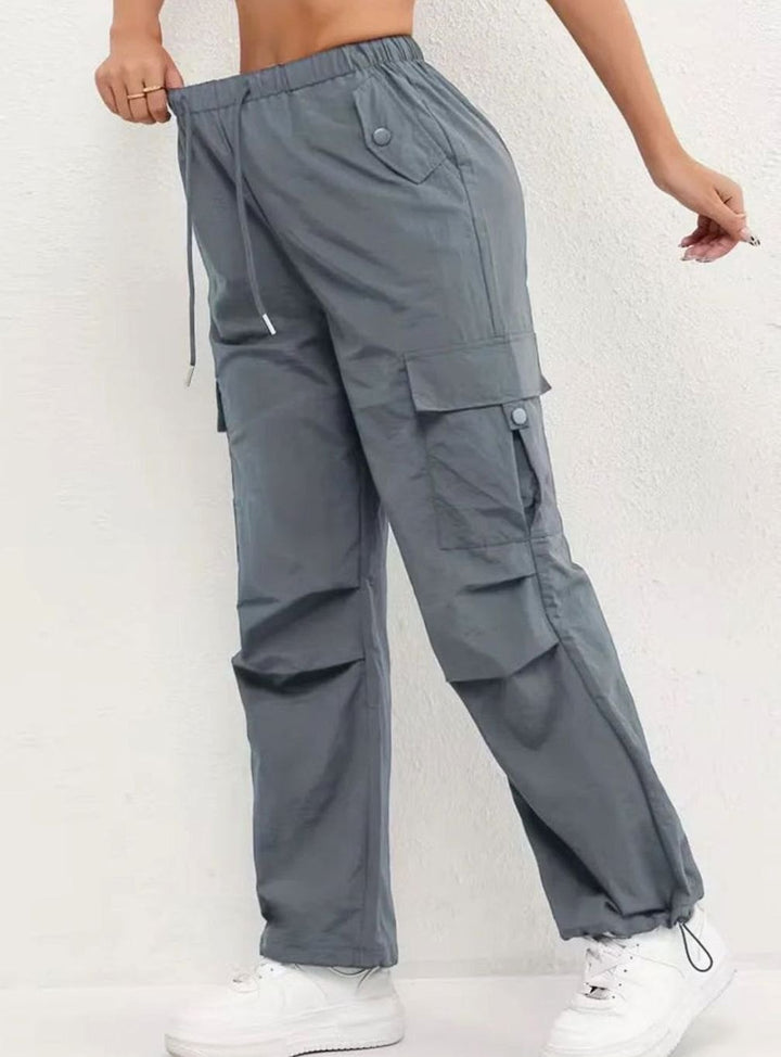 Dames Highwaist Straight-Leg Cargobroek met Elastische Taille