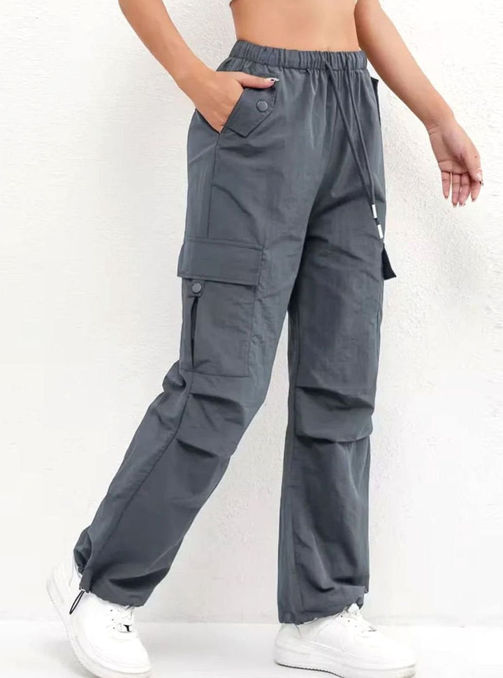 Dames Highwaist Straight-Leg Cargobroek met Elastische Taille