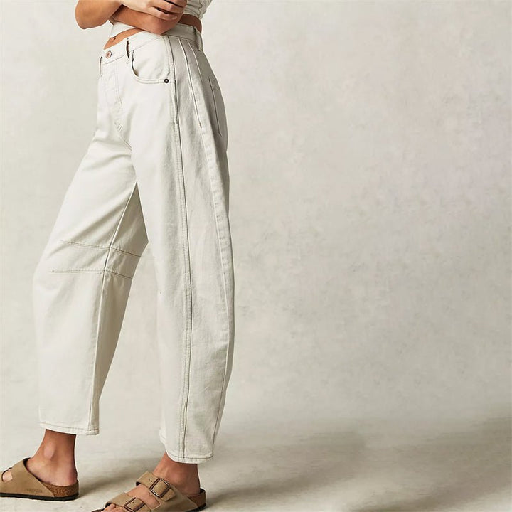 Dames Hoge Taille Barrel Leg Relaxed-Fit Jeans