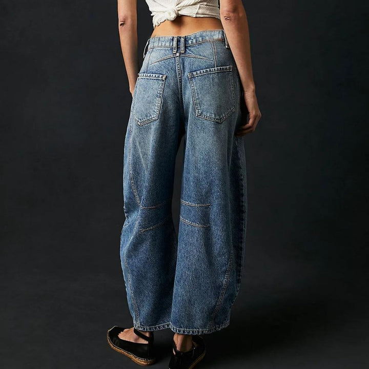Dames Hoge Taille Barrel Leg Relaxed-Fit Jeans