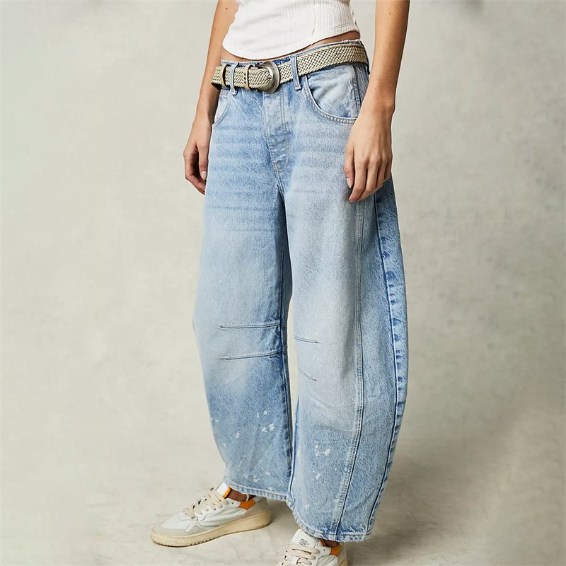 Dames Hoge Taille Barrel Leg Relaxed-Fit Jeans