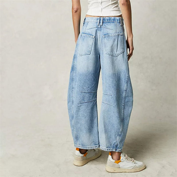 Dames Hoge Taille Barrel Leg Relaxed-Fit Jeans