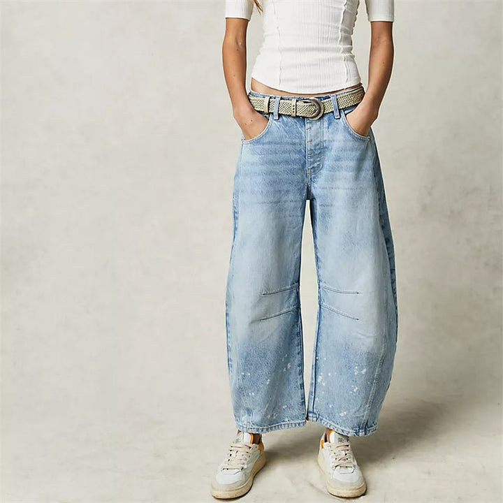 Dames Hoge Taille Barrel Leg Relaxed-Fit Jeans