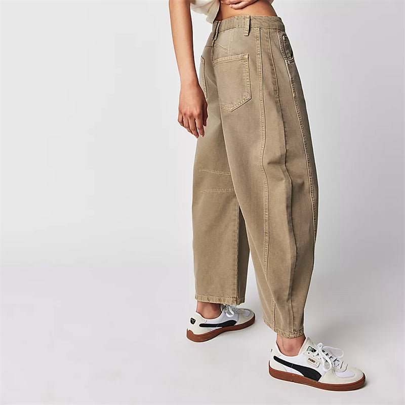 Dames Hoge Taille Barrel Leg Relaxed-Fit Jeans