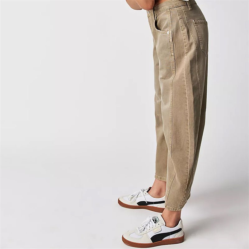 Dames Hoge Taille Barrel Leg Relaxed-Fit Jeans