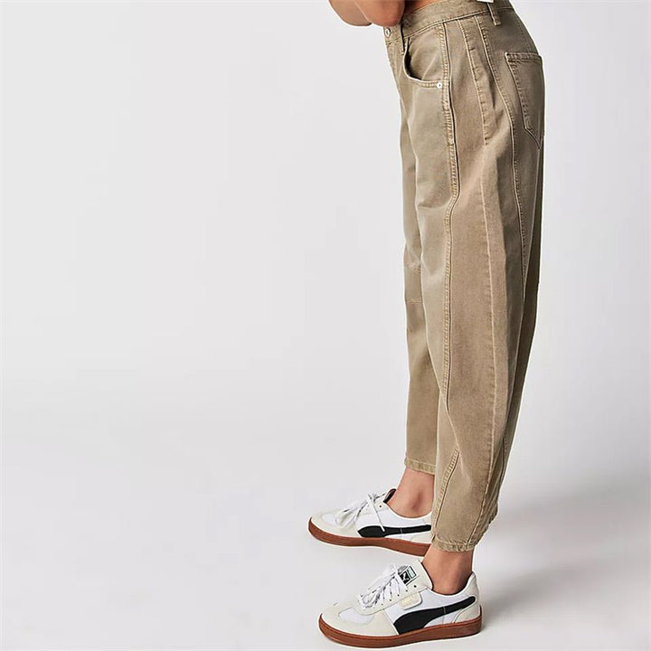 Dames Hoge Taille Barrel Leg Relaxed-Fit Jeans