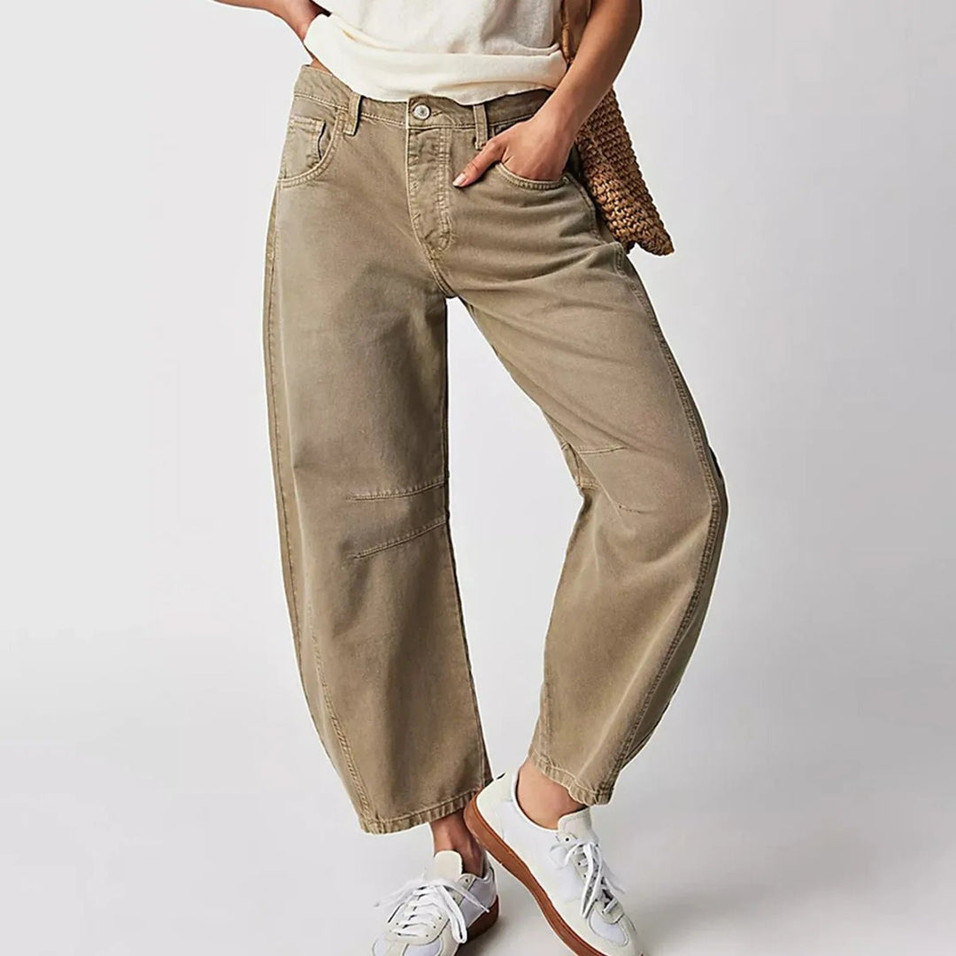 Dames Hoge Taille Barrel Leg Relaxed-Fit Jeans