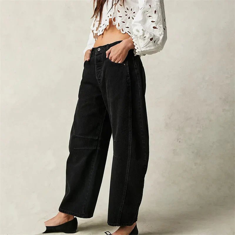 Dames Hoge Taille Barrel Leg Relaxed-Fit Jeans