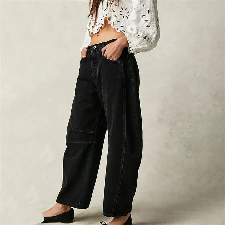 Dames Hoge Taille Barrel Leg Relaxed-Fit Jeans