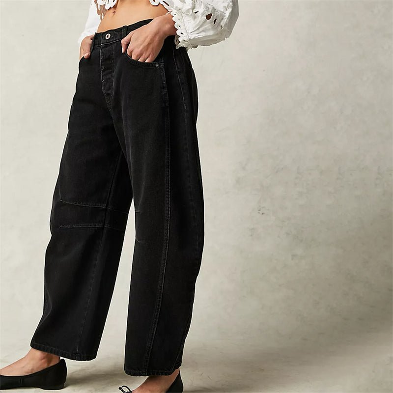 Dames Hoge Taille Barrel Leg Relaxed-Fit Jeans