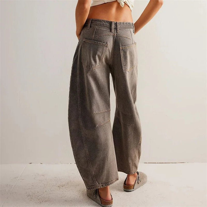 Dames Hoge Taille Barrel Leg Relaxed-Fit Jeans