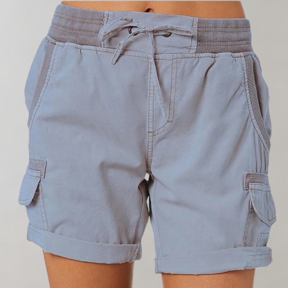 Dames Hoge Taille Cargo Shorts met Trekkoord - Blauw