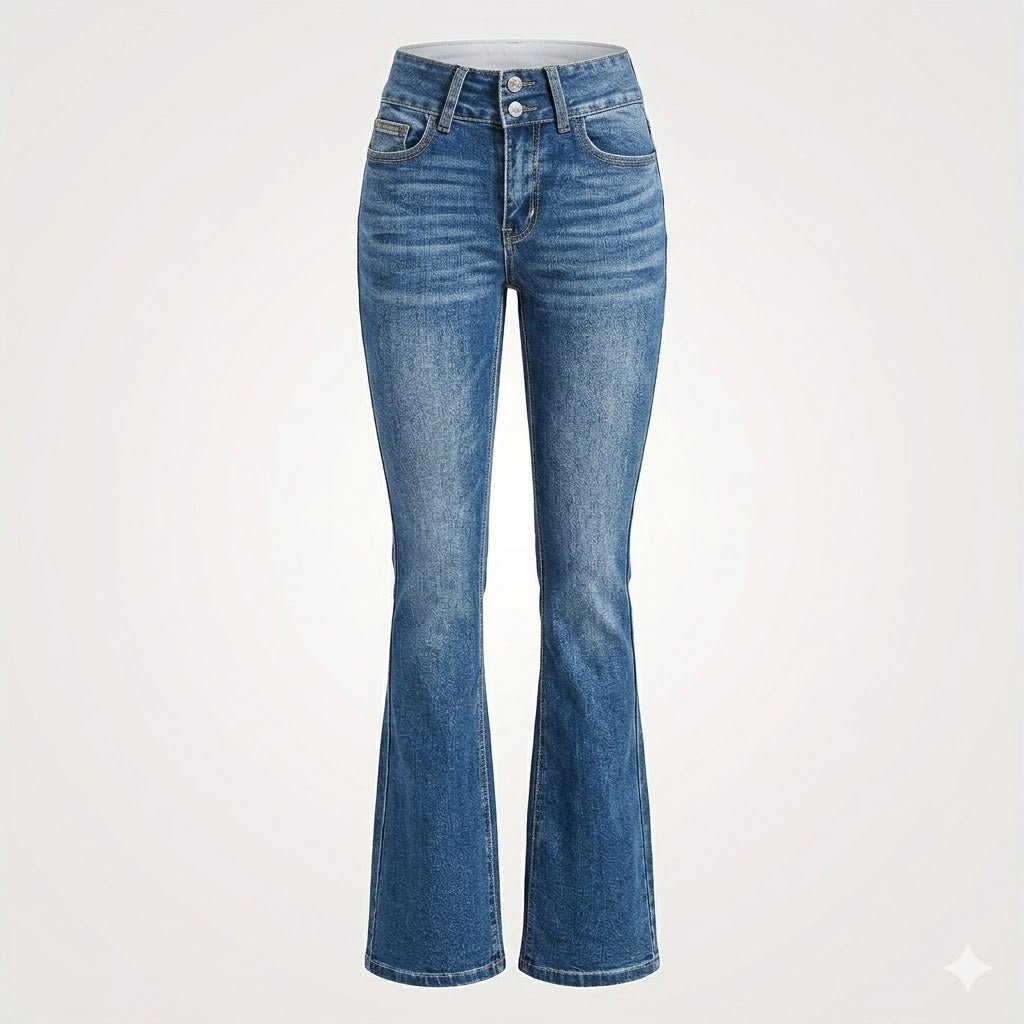 Dames Hoge Taille Flared Jeans Sculpted Fit Volledige Lengte