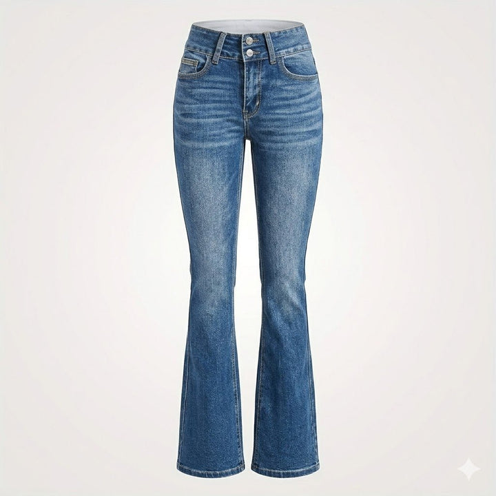 Dames Hoge Taille Flared Jeans Sculpted Fit Volledige Lengte