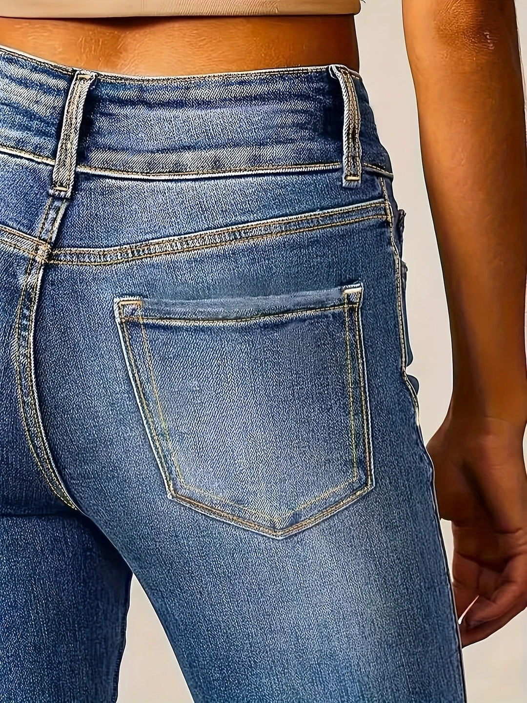 Dames Hoge Taille Flared Jeans Sculpted Fit Volledige Lengte
