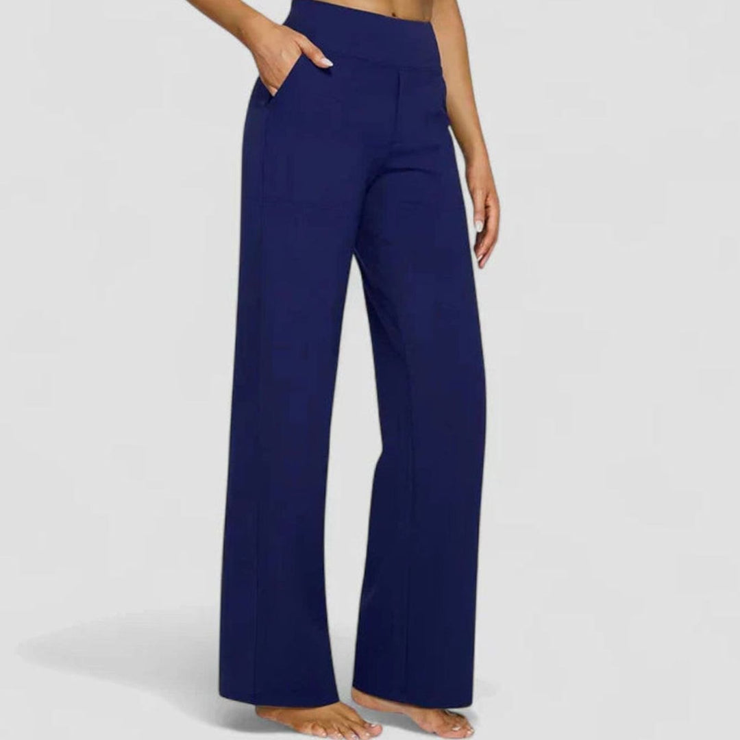 Dames Hoge Taille Rechte Broek met Zijzakken - Blauw