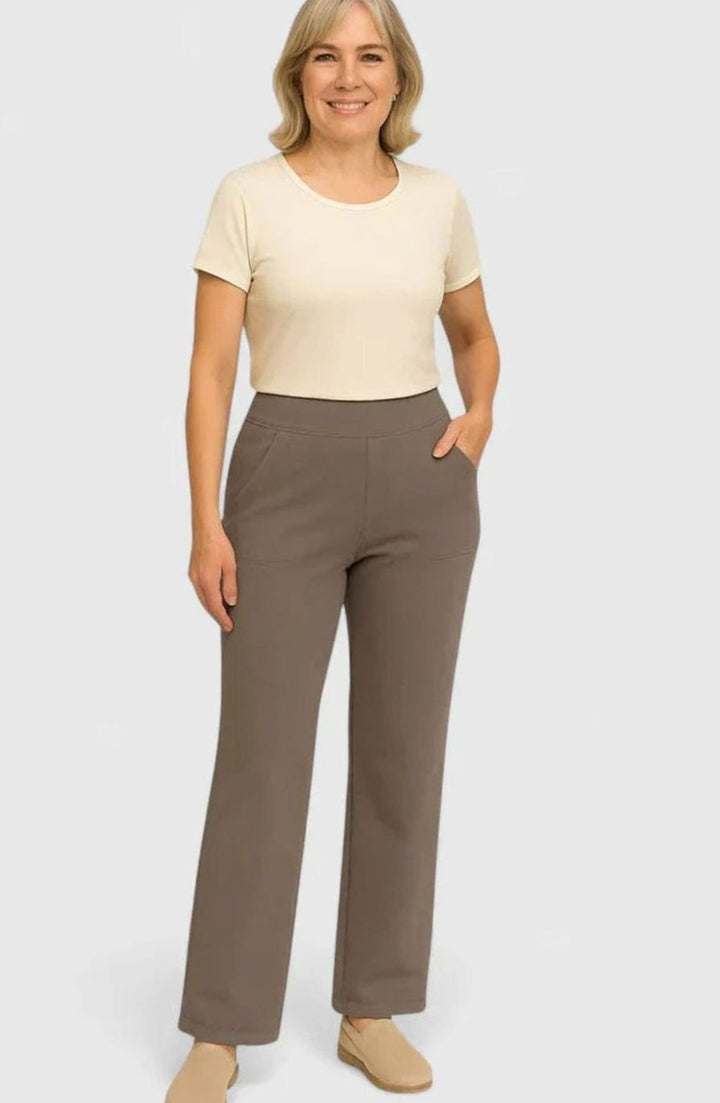 Dames Hoge Taille Rechte Broek met Zijzakken
