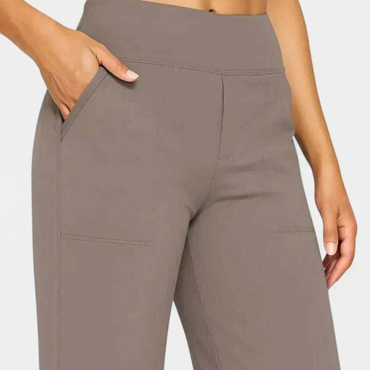 Dames Hoge Taille Rechte Broek met Zijzakken
