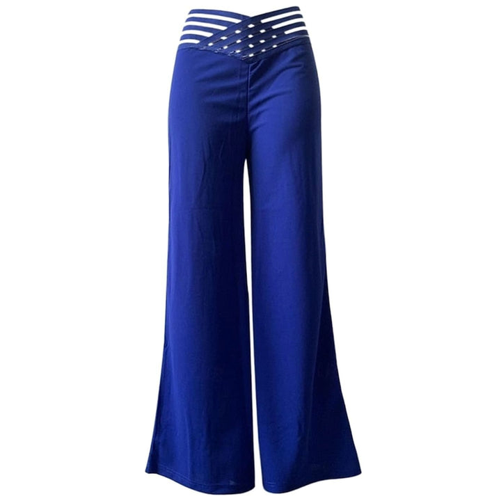 Dames Hoge Taille Wide Leg Broek Crossover Tailleband