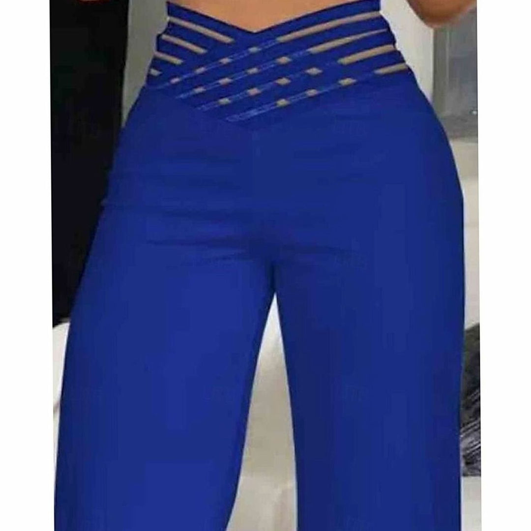 Dames Hoge Taille Wide Leg Broek Crossover Tailleband
