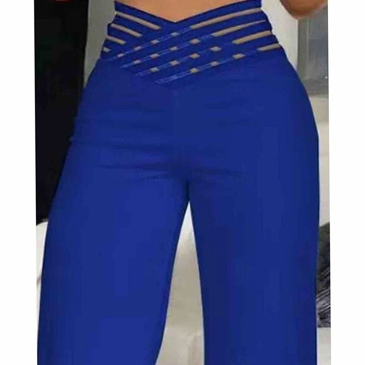 Dames Hoge Taille Wide Leg Broek Crossover Tailleband