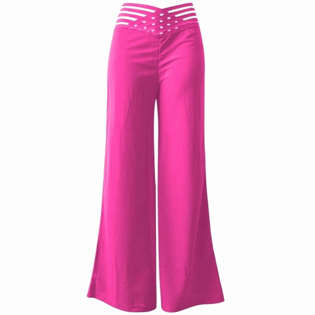 Dames Hoge Taille Wide Leg Broek Crossover Tailleband
