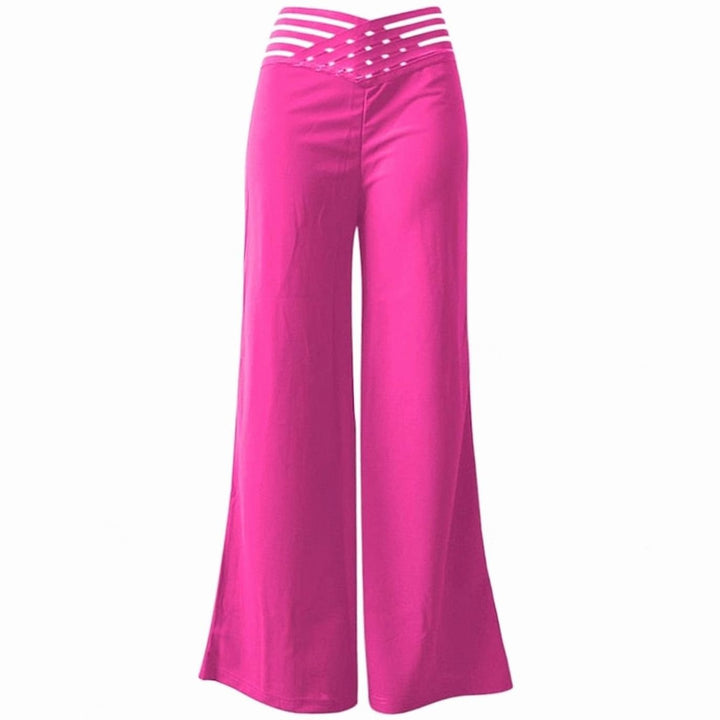 Dames Hoge Taille Wide Leg Broek Crossover Tailleband