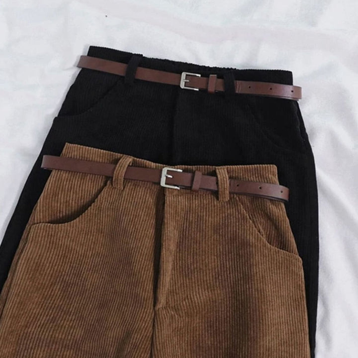 Dames Hoge Taille Wijde Corduroy Broek